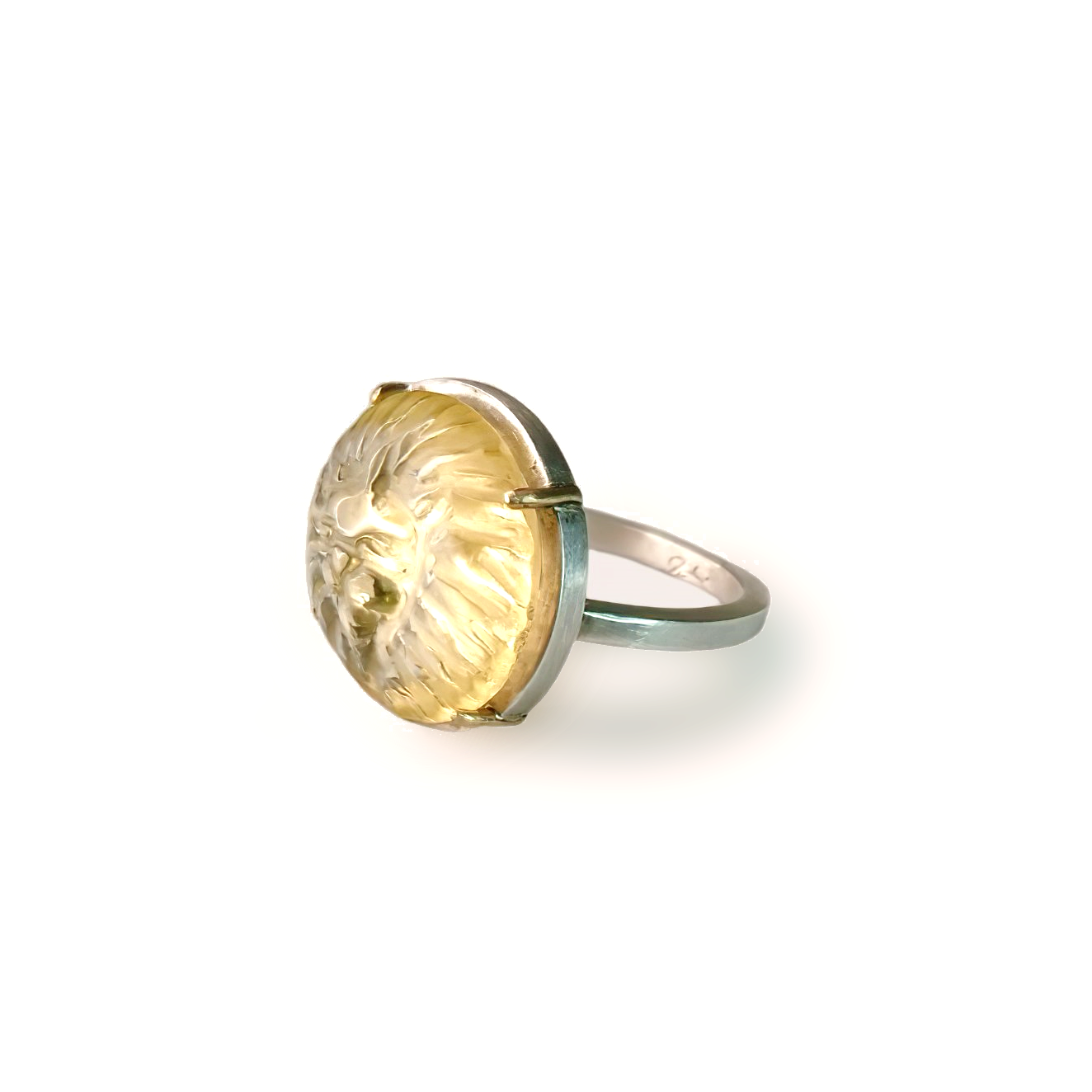 14k Citrine Lion Intaglio Ring