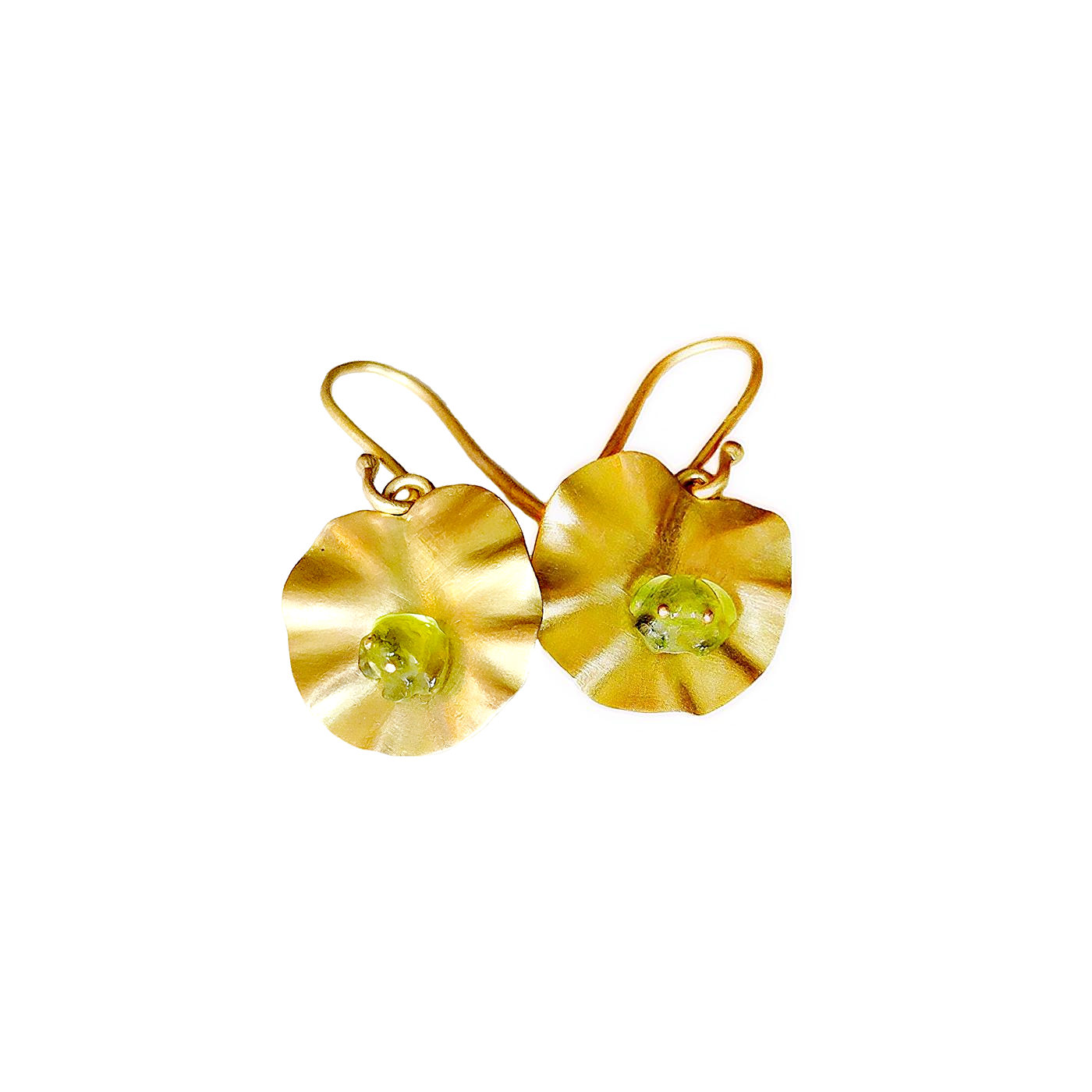 18K Peridot Frog Intaglio Earrings