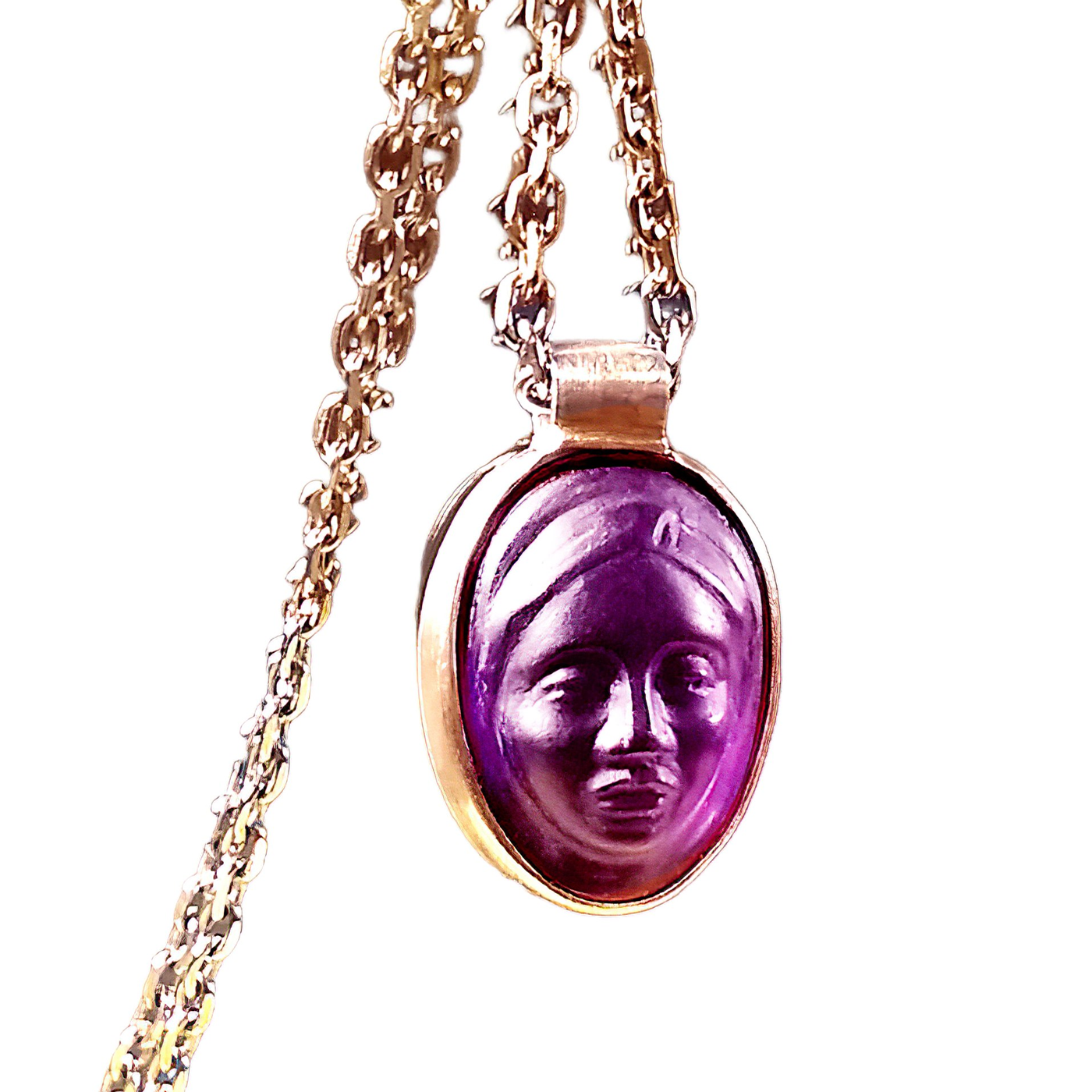 Amethyst Face Intaglio Pendant