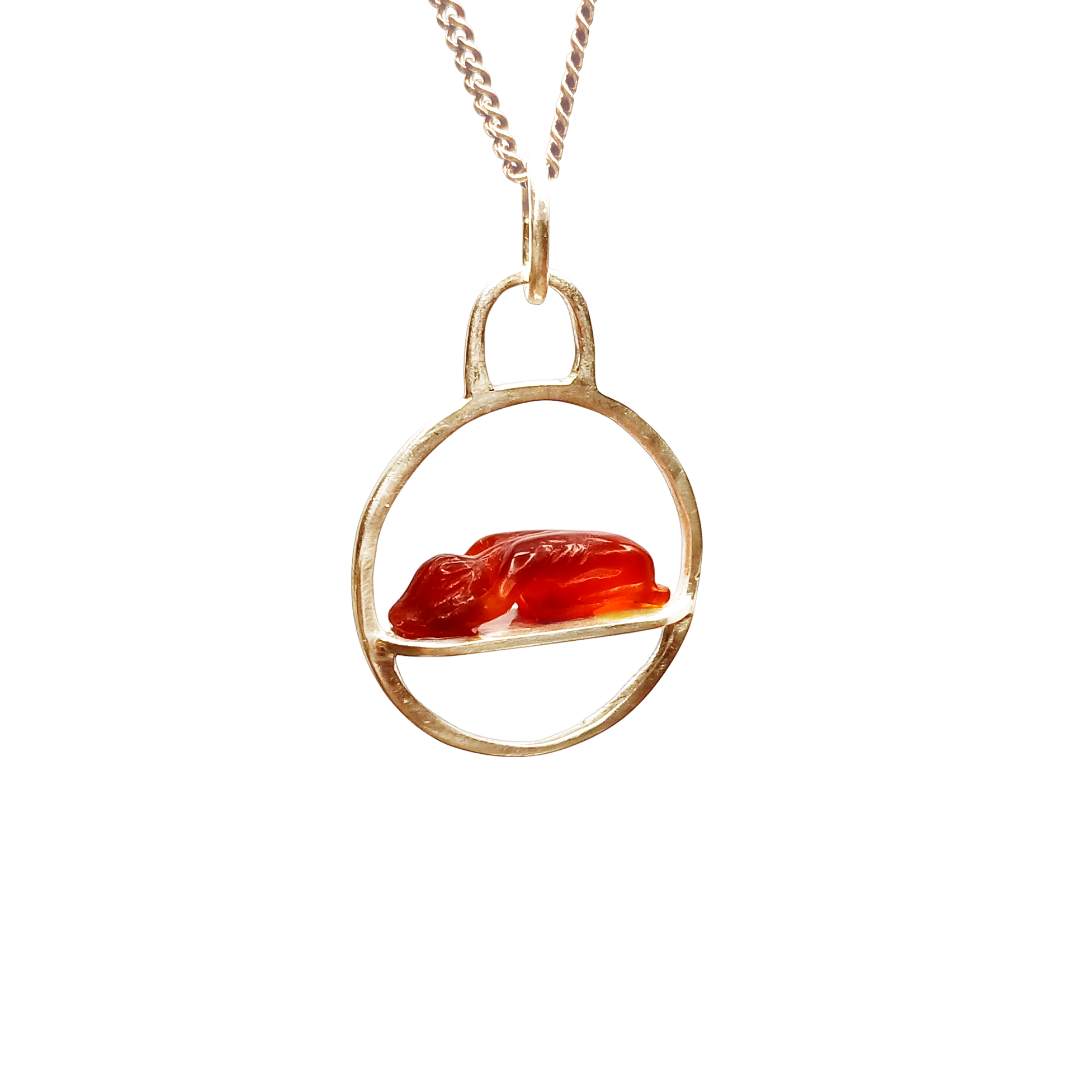 Carnelian Intaglio Girl Pendant