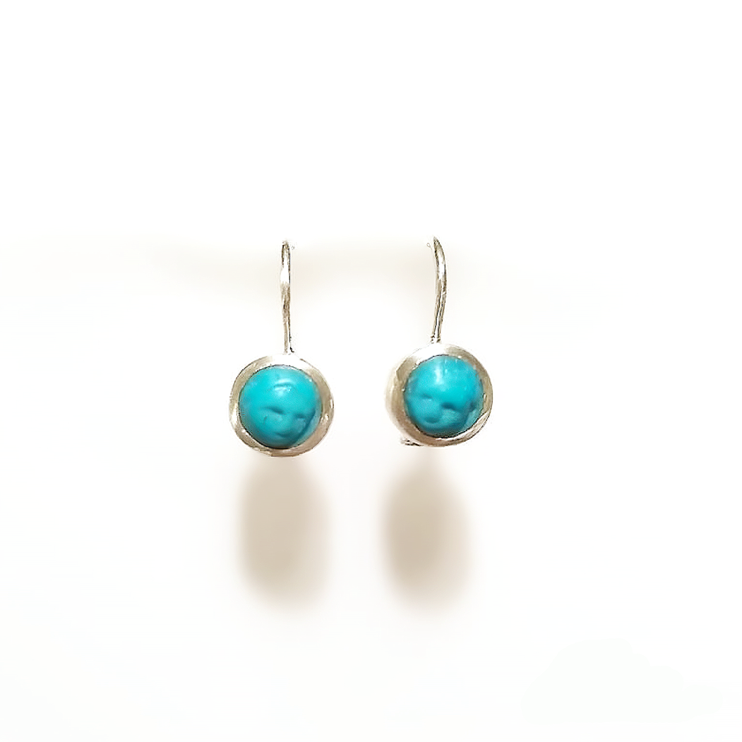 Silver Turquoise Face Intaglio Earrings