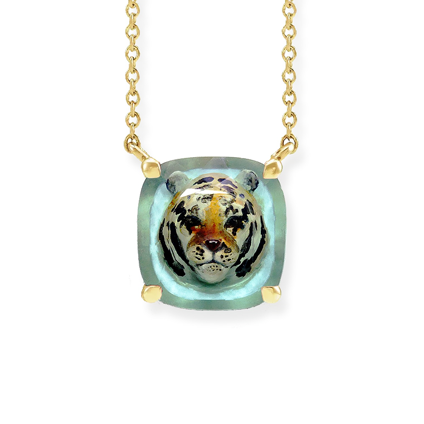 18K Reverse Intaglio Tiger Rubellite Pendant