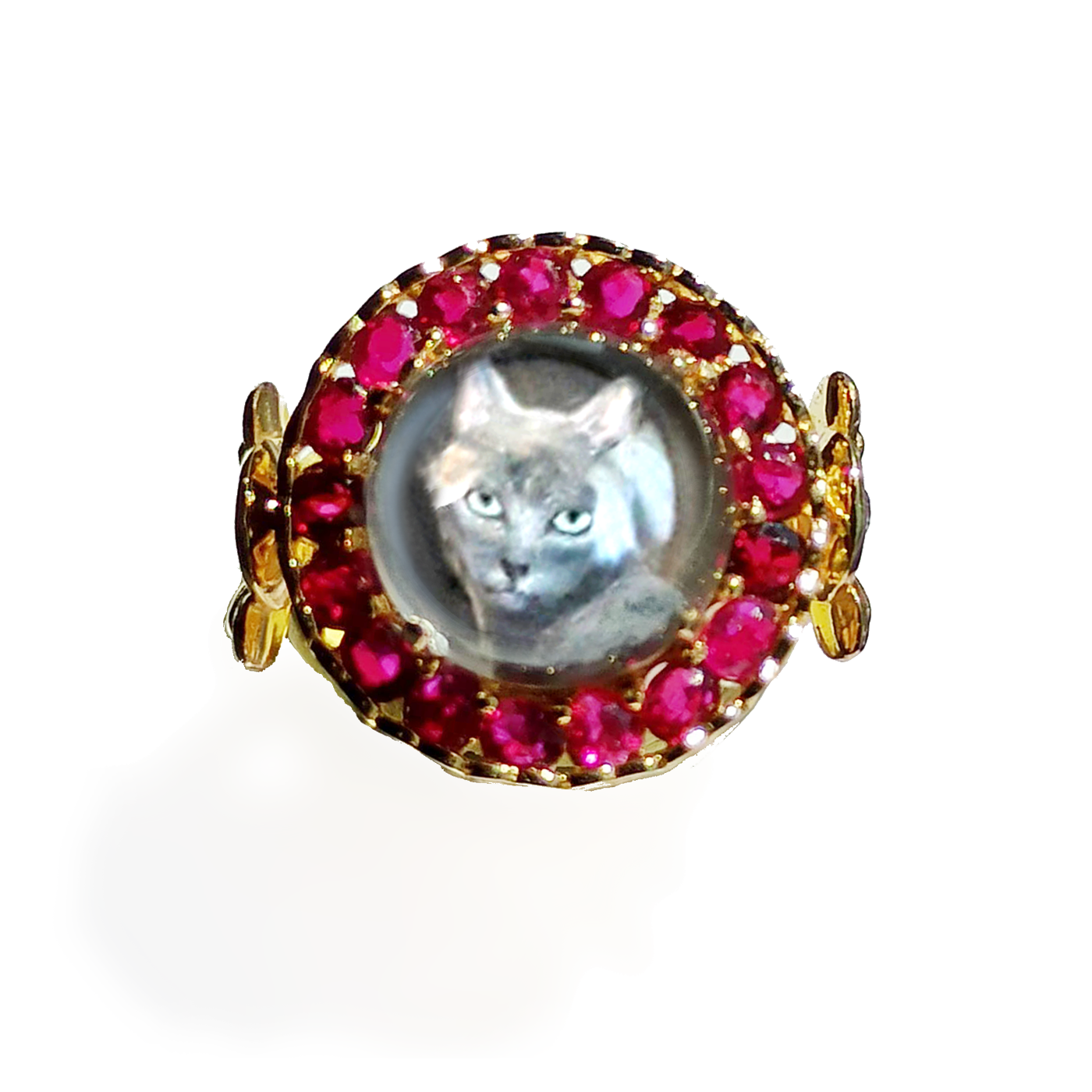 Reverse Intaglio Cat Burmese Ruby Ring