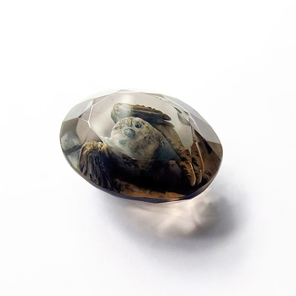 Smoky Quartz Owl in Flight